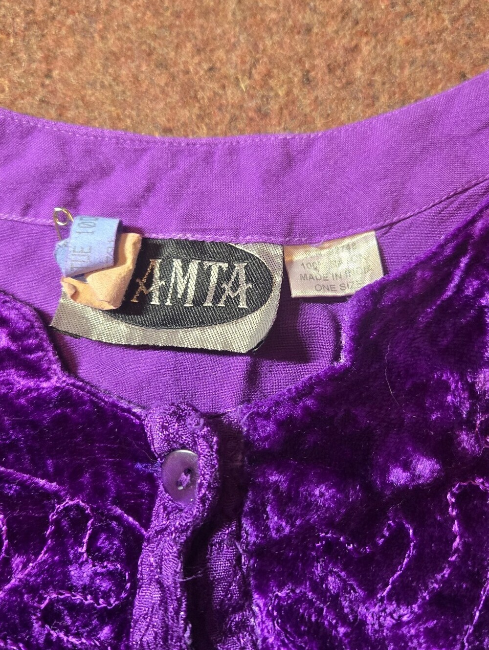 Vintage Mamta Tiered Skirt And Top Size Large (One Size) Purple Velvet Like - Picture 9 of 16